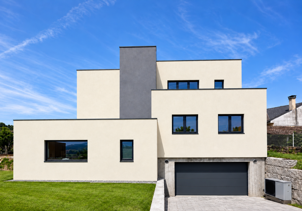 Fachada de la vivienda LSF de Sárdoma, Vigo.